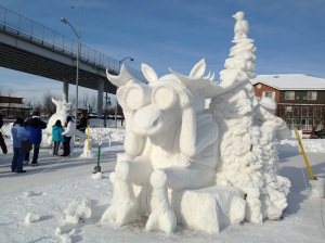 snow sculptures during the winter festival, Fur Rendesvous
